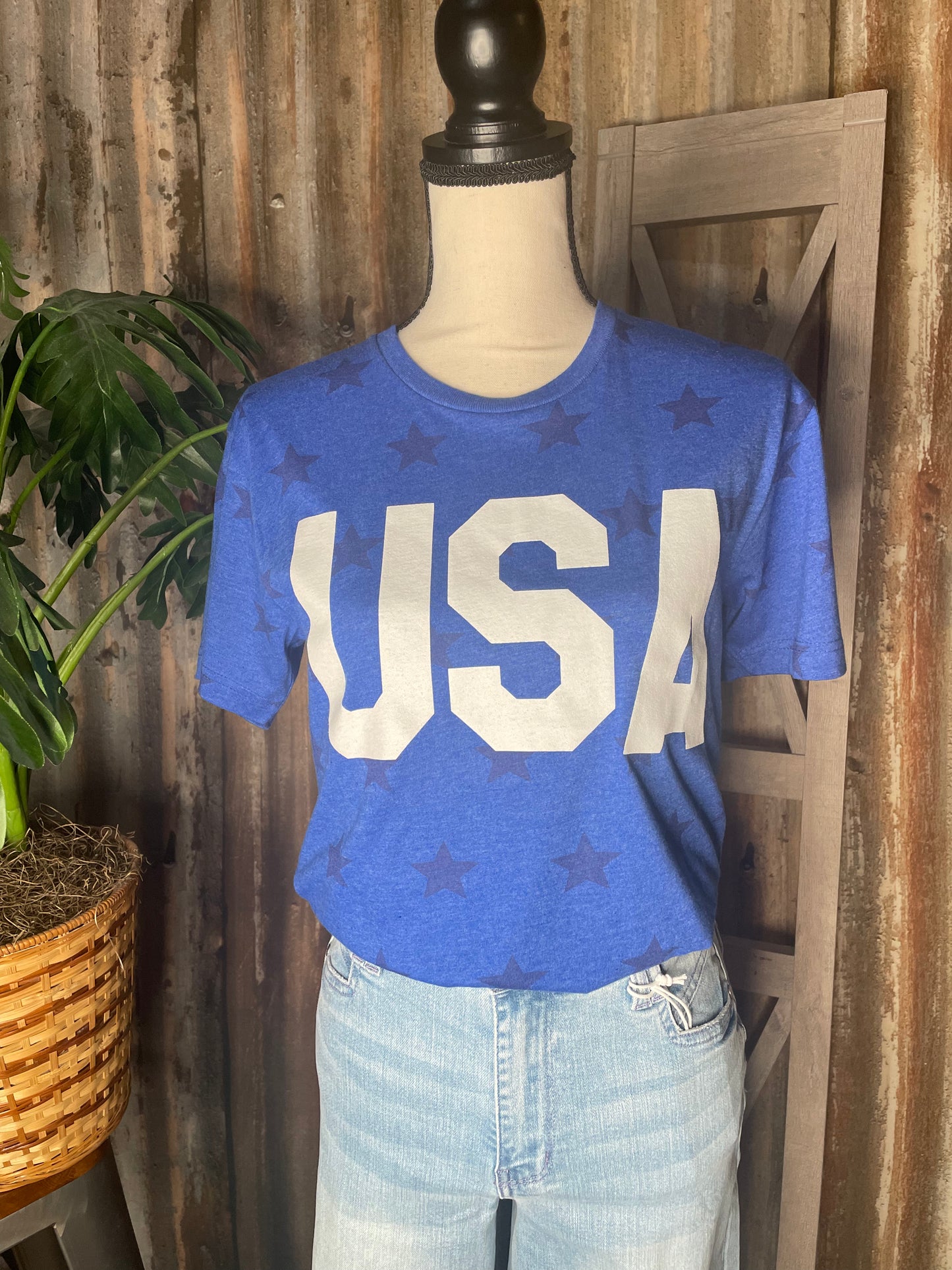 SHORT SLEEVE GRAPHIC BLUE STAR T-SHIRT