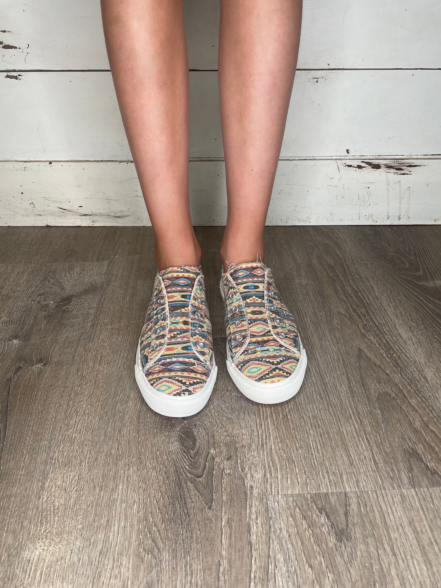 WOMENS PINK AZTEC SLIP ON FOOTWEAR