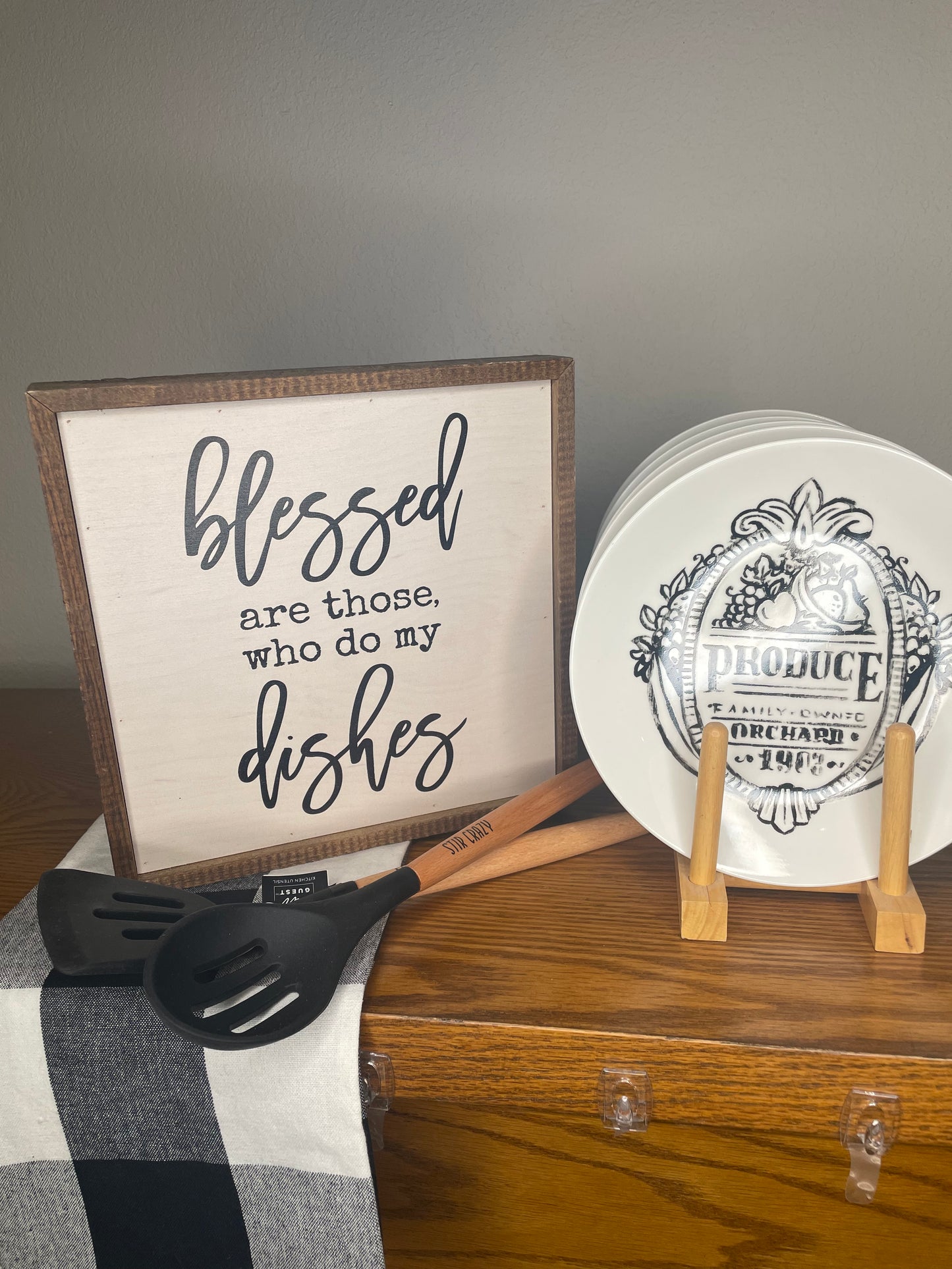 WOODEN FRAMED SIGN DISHES
