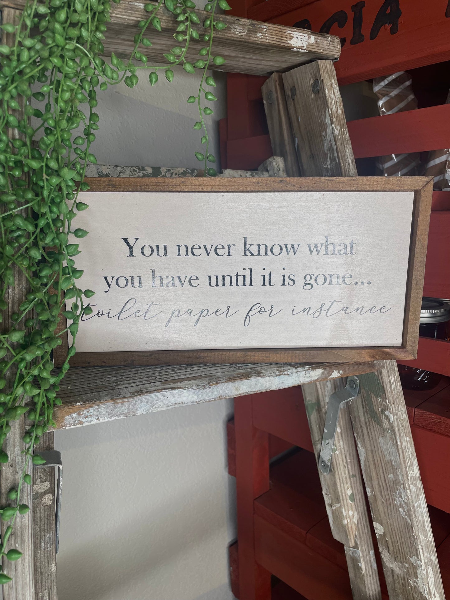 WOODEN FRAMED SIGN TOILET PAPER