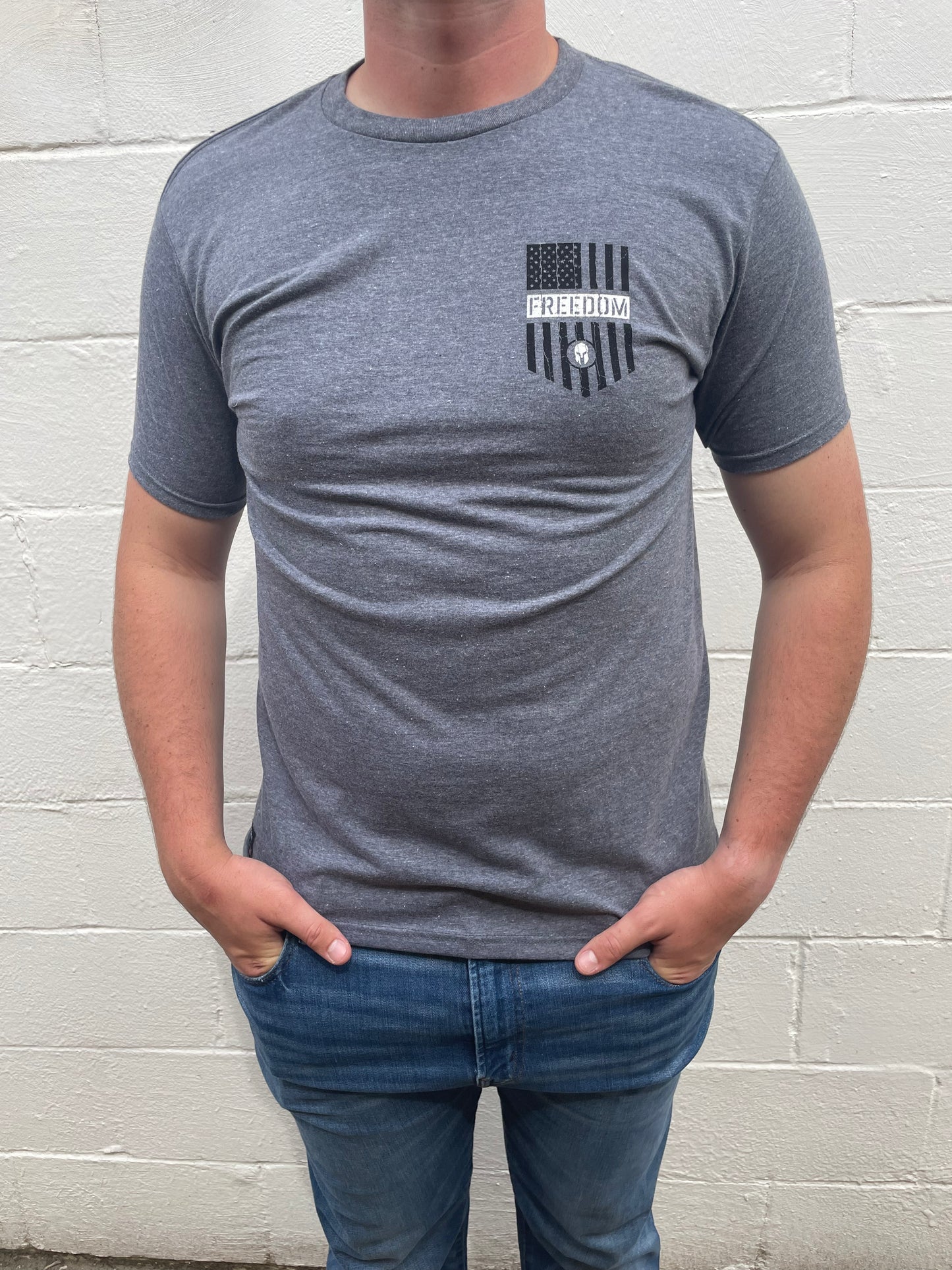MEN'S GREY FREEDOM GRAPHIC SHORT SLEEVE T-SHIRT
