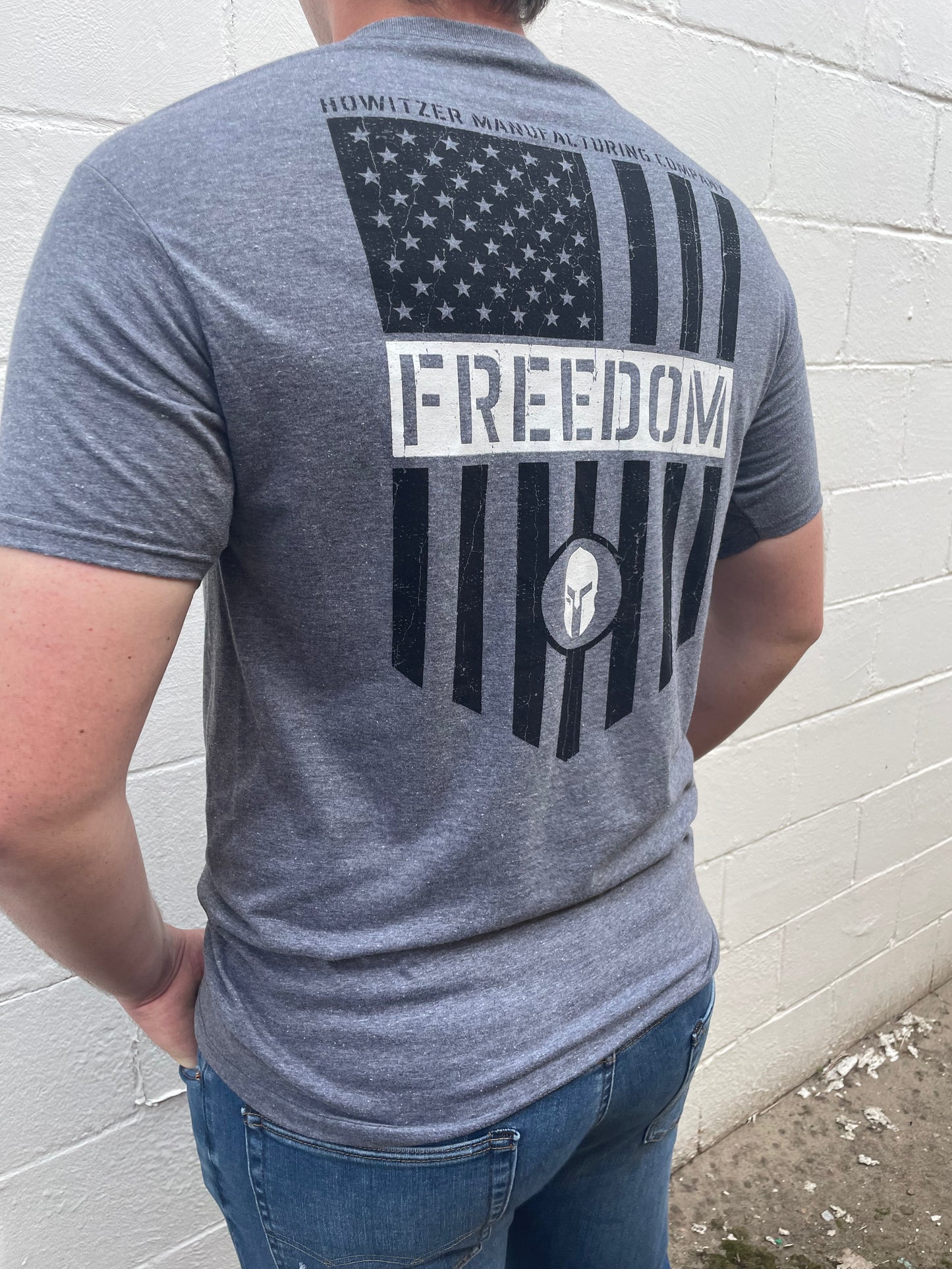 MEN'S GREY FREEDOM GRAPHIC SHORT SLEEVE T-SHIRT