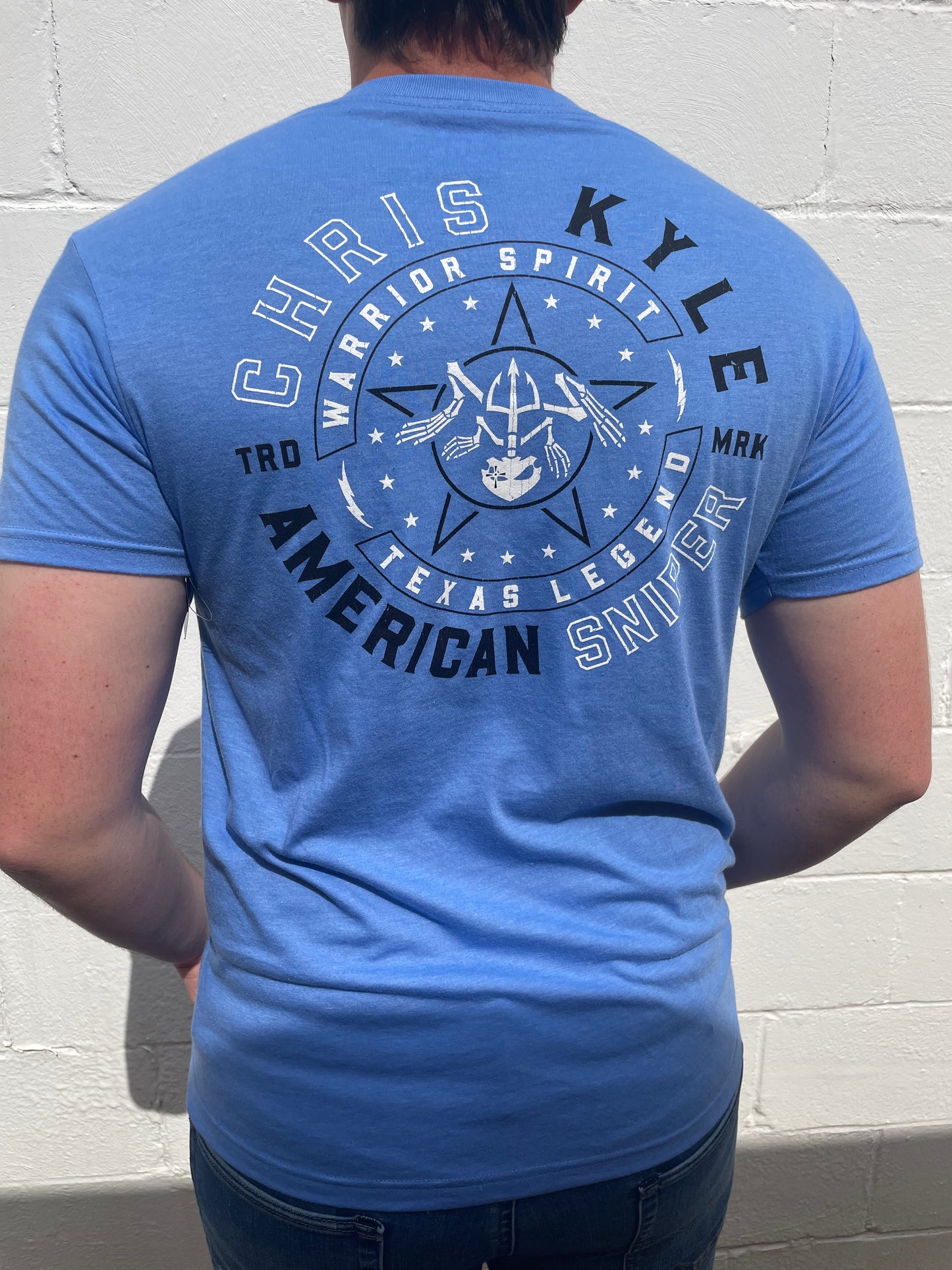 MEN'S MEDIUM BLUE GRAPHIC SHORT SLEEVE T-SHIRT