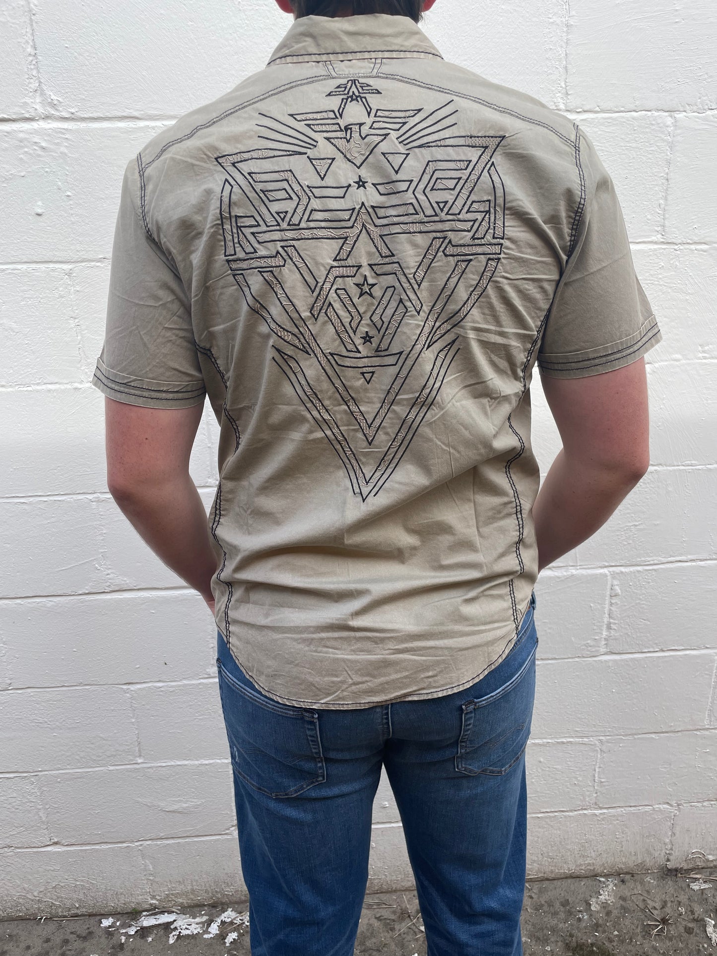 MEN'S KHAKI COLLAR SHORT SLEEVE SHIRT