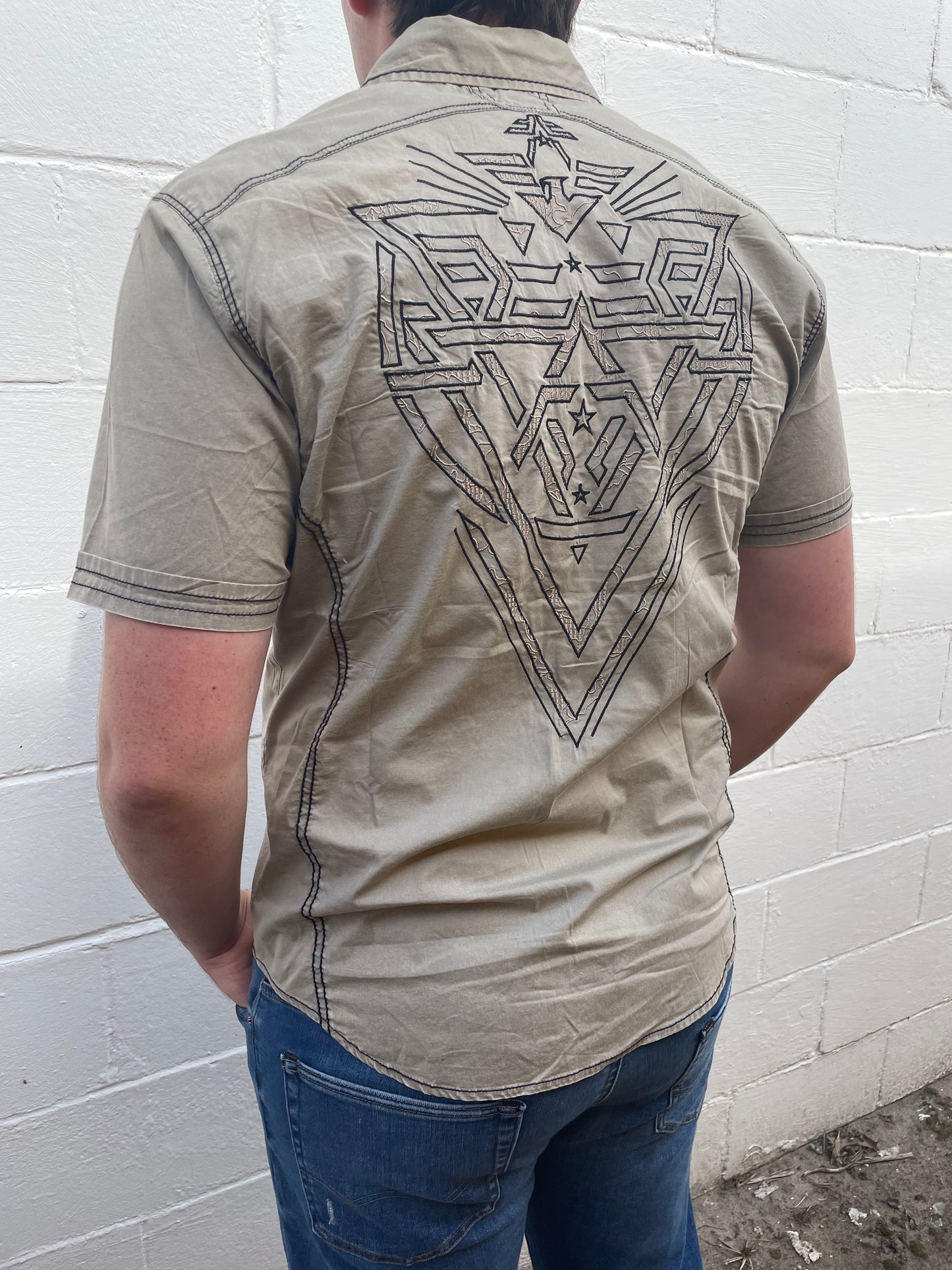 MEN'S KHAKI COLLAR SHORT SLEEVE SHIRT