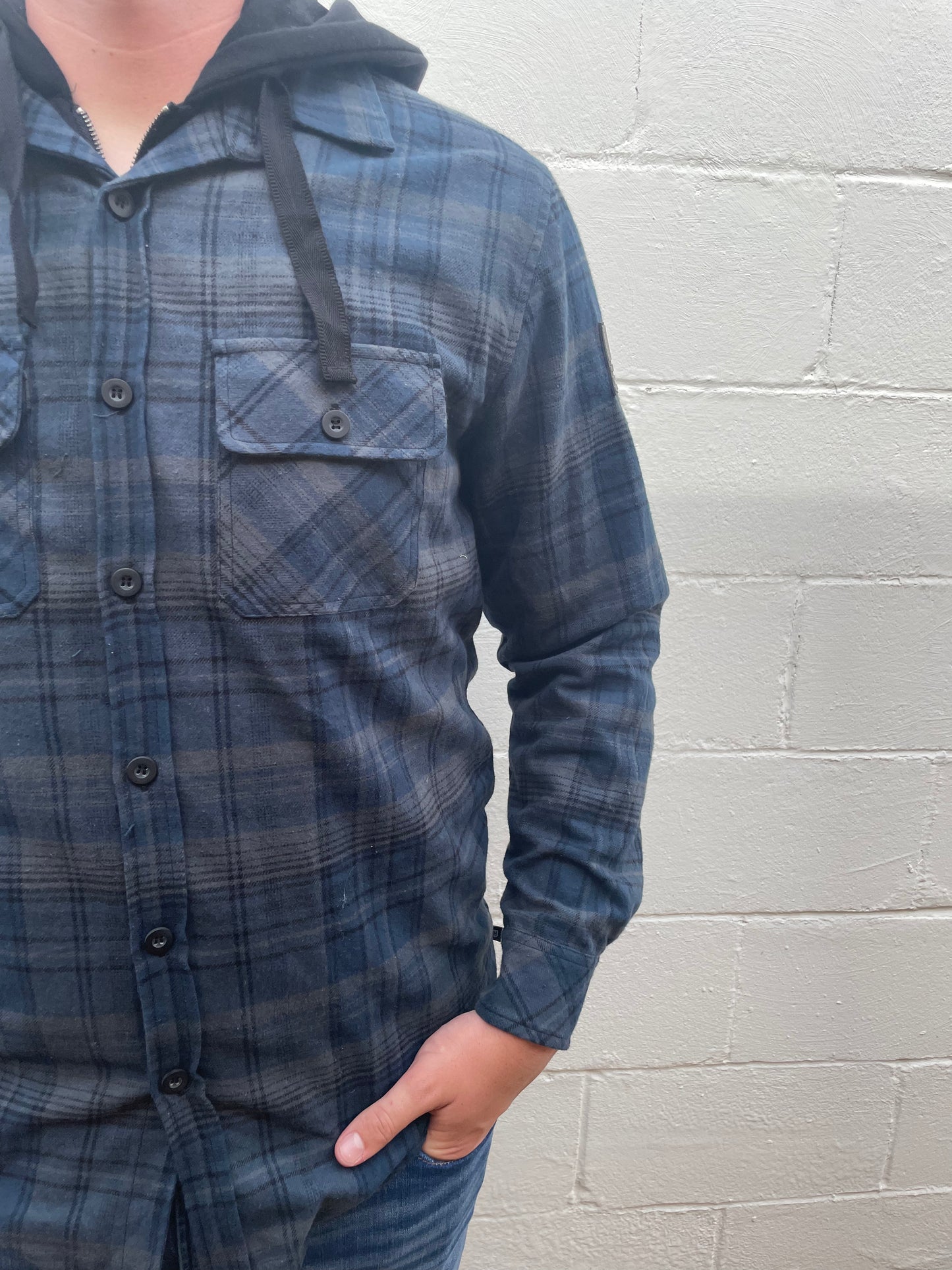 MEN'S PLAID LONG SLEEVE HOODIE