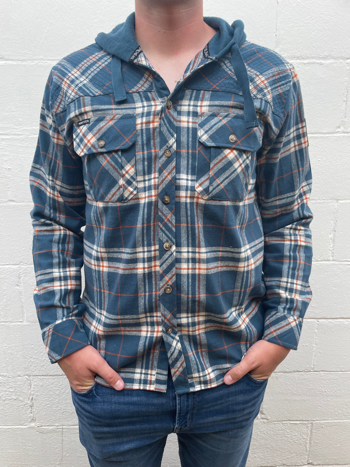 MEN'S HOODED FLANNEL LONG SLEEVE SHIRT