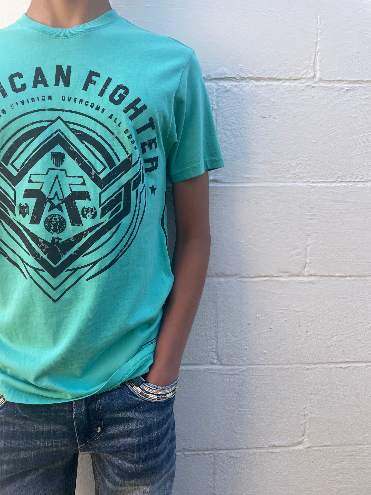MEN'S TEAL GRAPHIC SHORT SLEEVE T-SHIRT