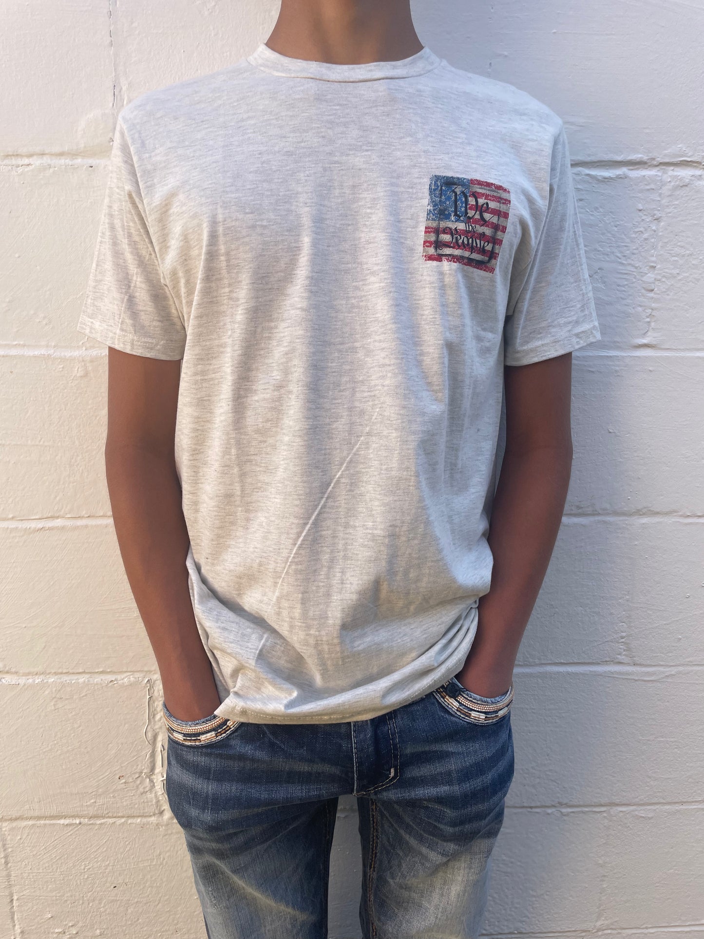 MEN'S LIGHT GREY GRAPHIC SHORT SLEEVE T-SHIRT