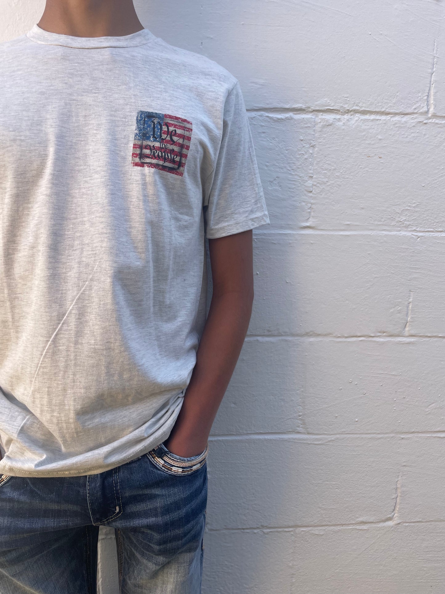 MEN'S LIGHT GREY GRAPHIC SHORT SLEEVE T-SHIRT