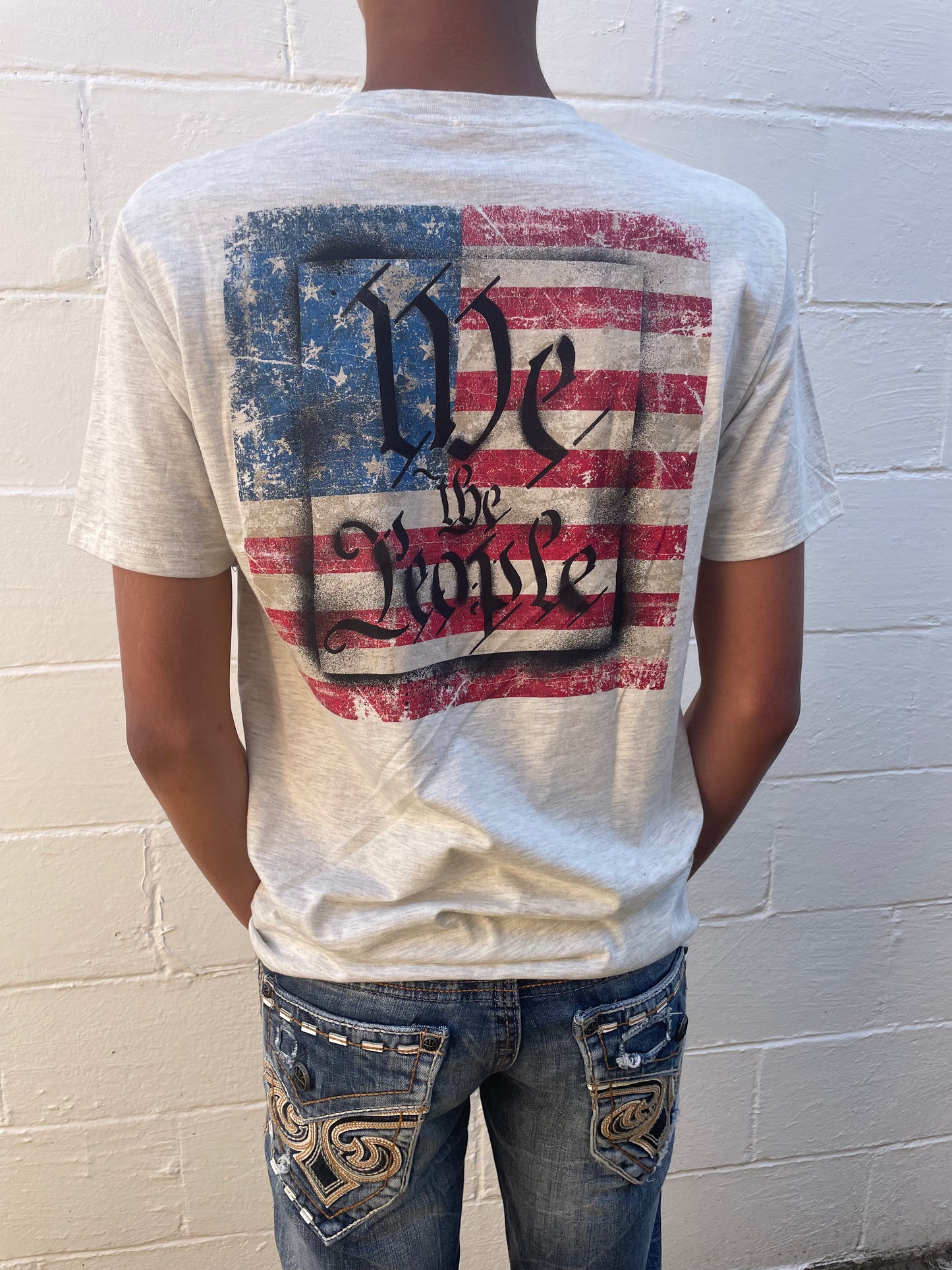 MEN'S LIGHT GREY GRAPHIC SHORT SLEEVE T-SHIRT