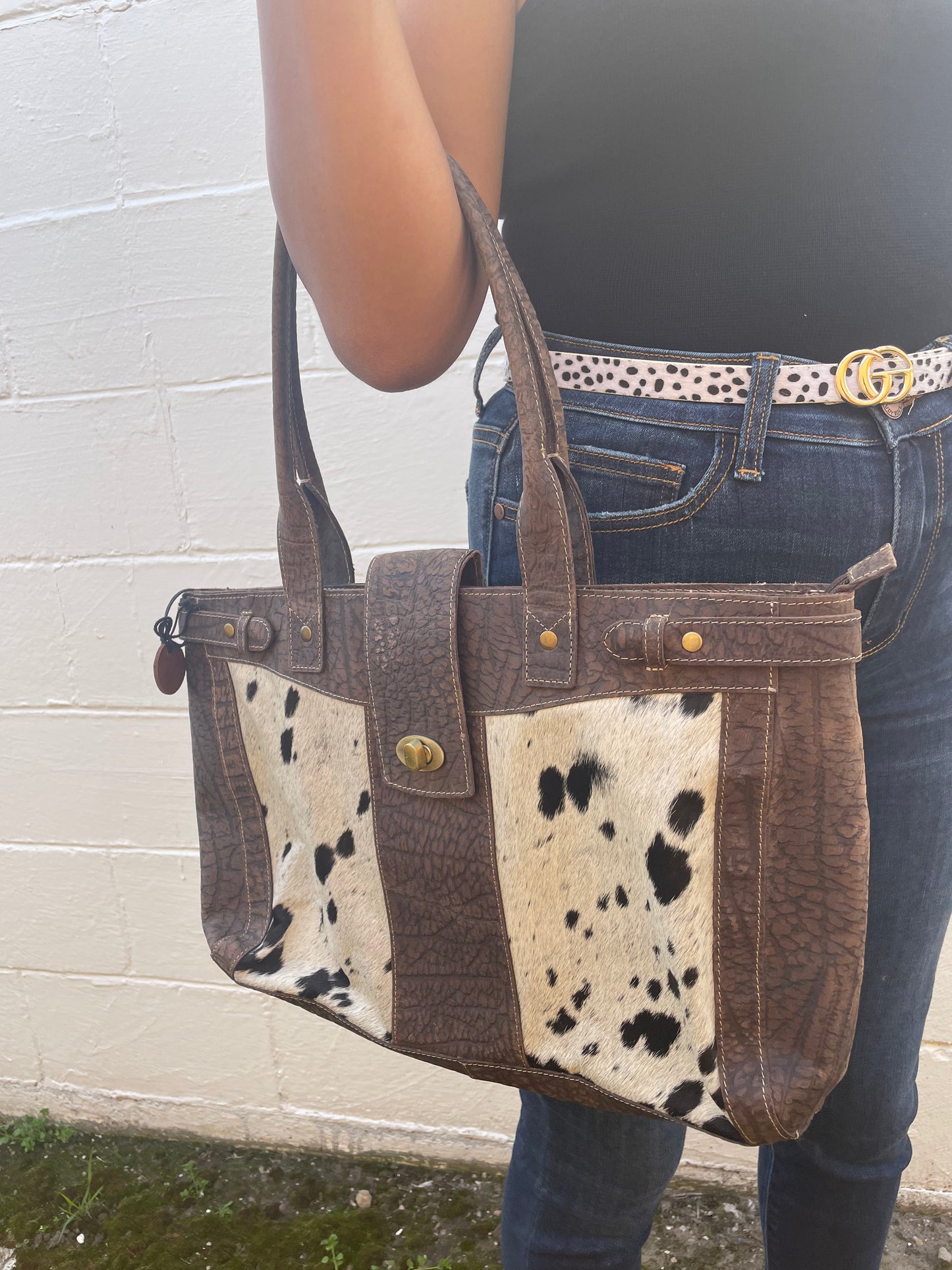 VARIANCE LEATHER & HAIRON BAG