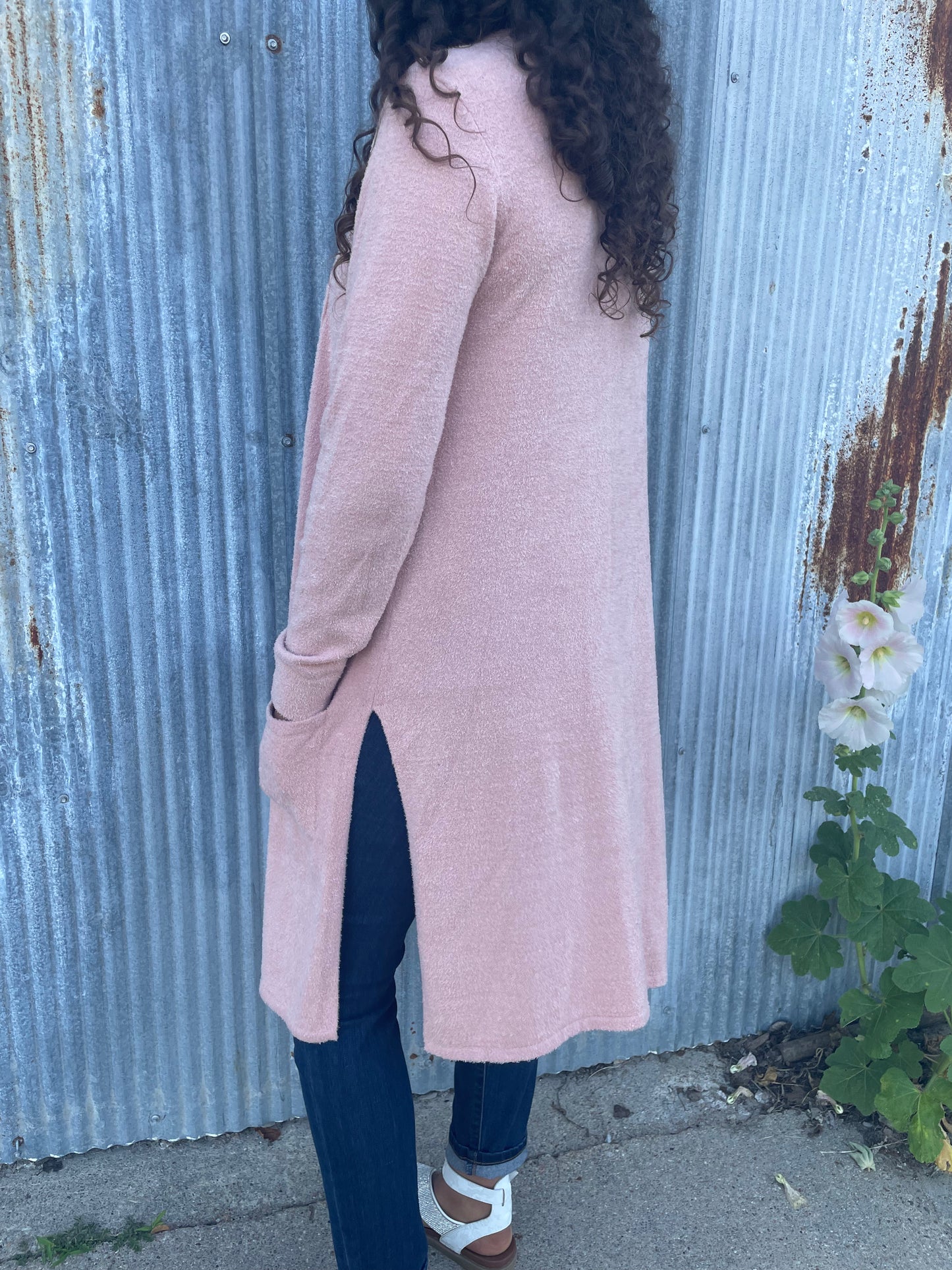 WOMENS LONG SLEEVE BLUSH CARDIGAN