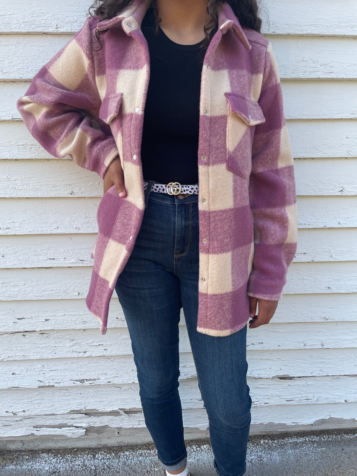 WOMENS ROSE BUFFALO CHECK BRUSHED KNIT JACKET