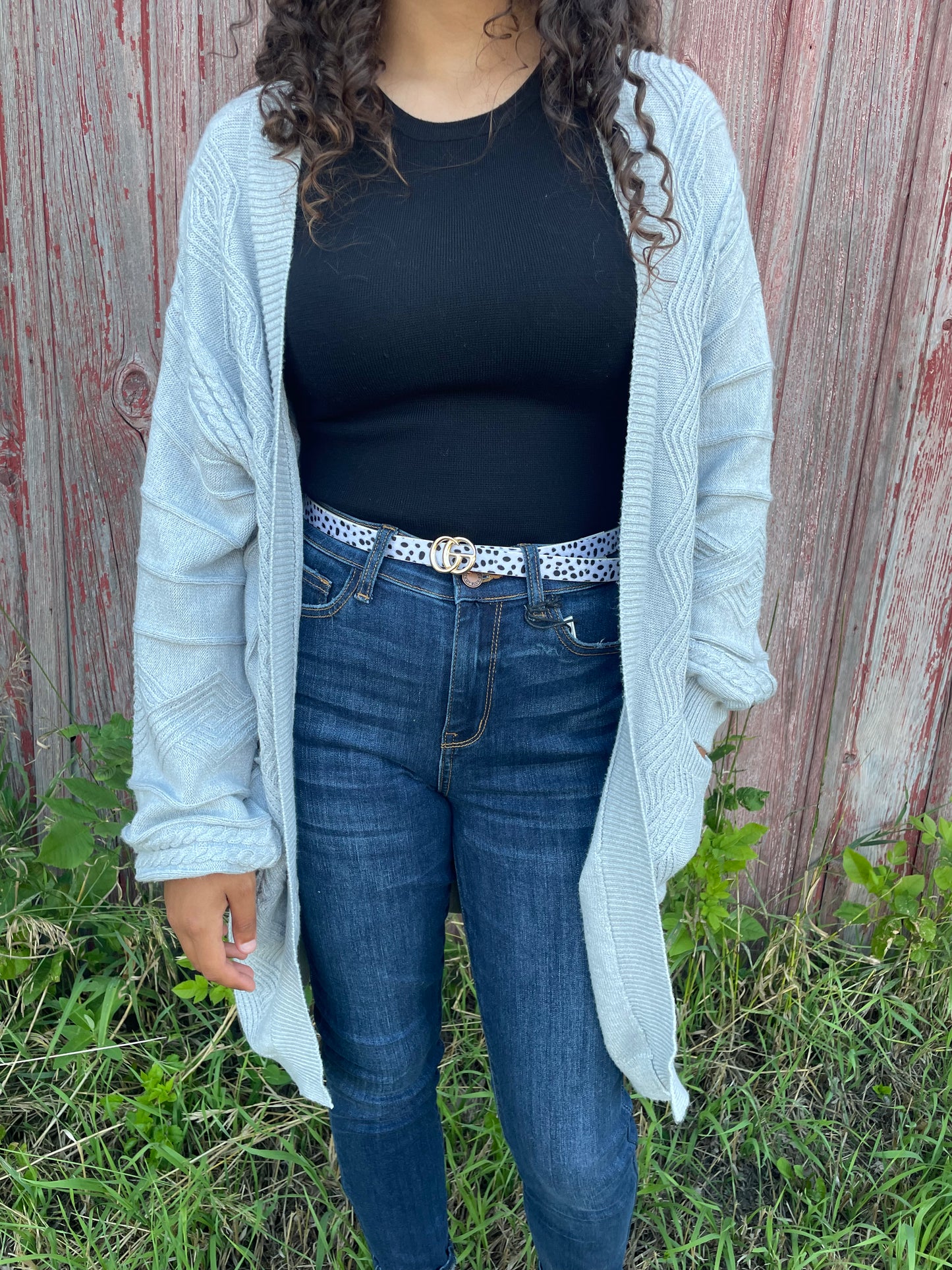 WOMENS LONG OPEN GRAY SWEATER