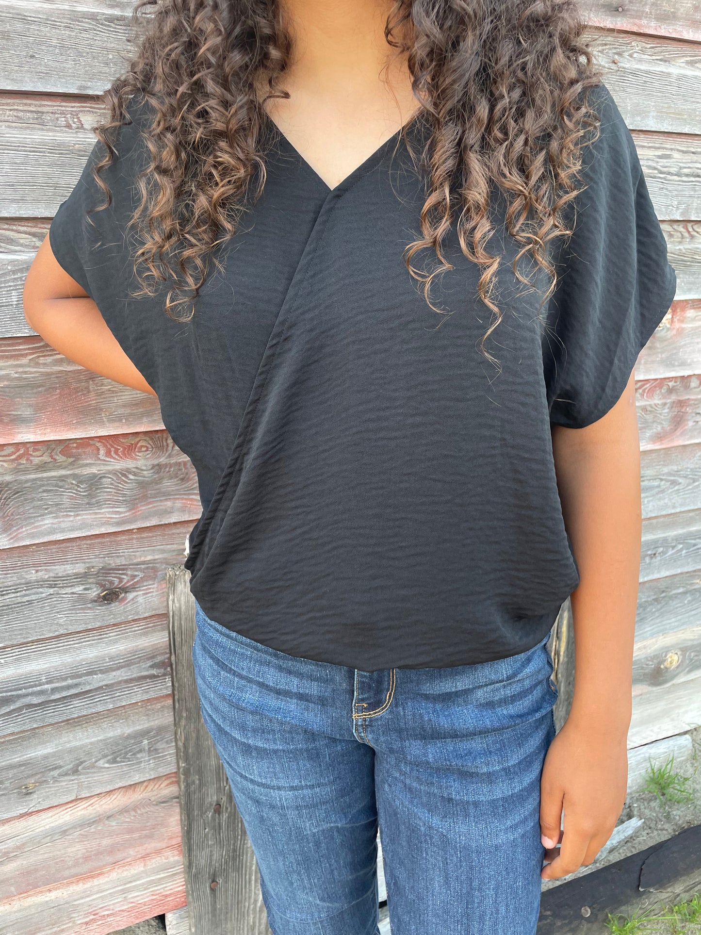 WOMENS BLACK CAP SLEEVE TOP
