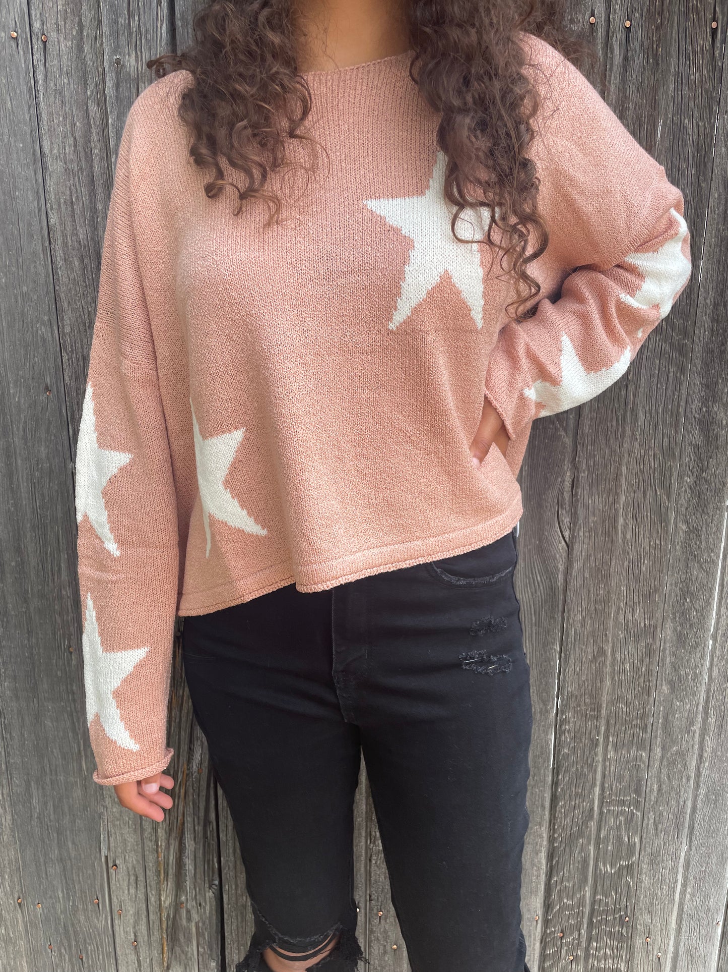 WOMENS SHORT BLUSH SWEATER