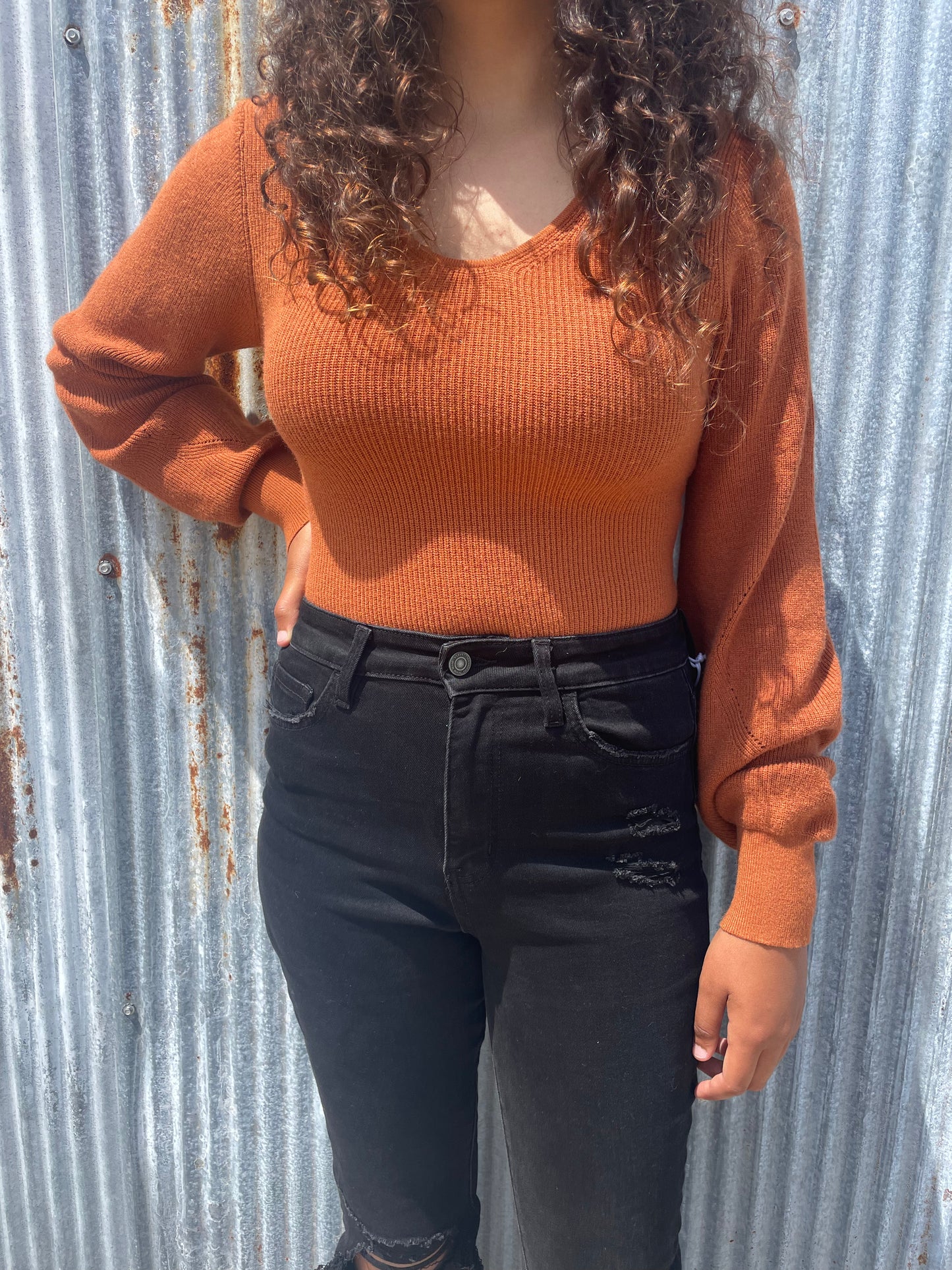 WOMEN'S LONG SLEEVE RIB KNIT BODYSUIT