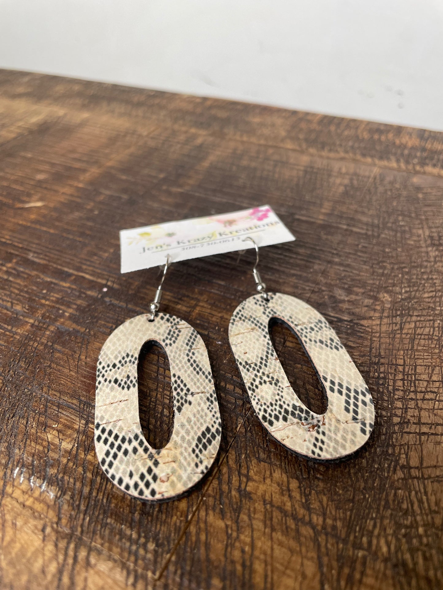 FAUX LEATHER GEOMETRIC PRINTED EARRINGS
