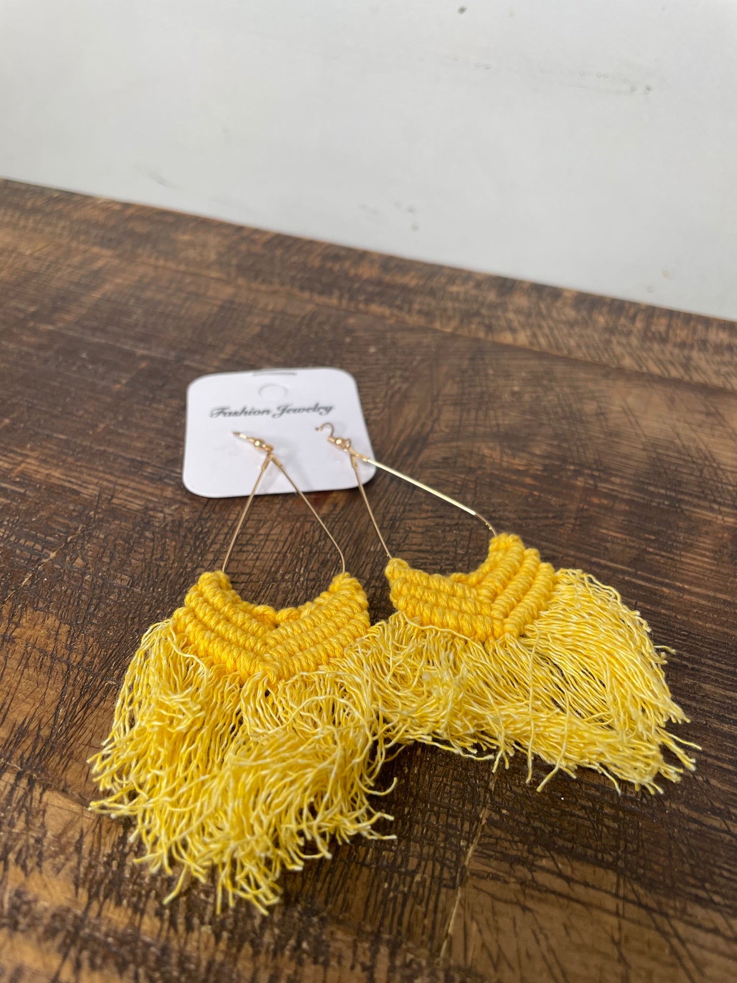 YELLOW MACRAME EARRINGS