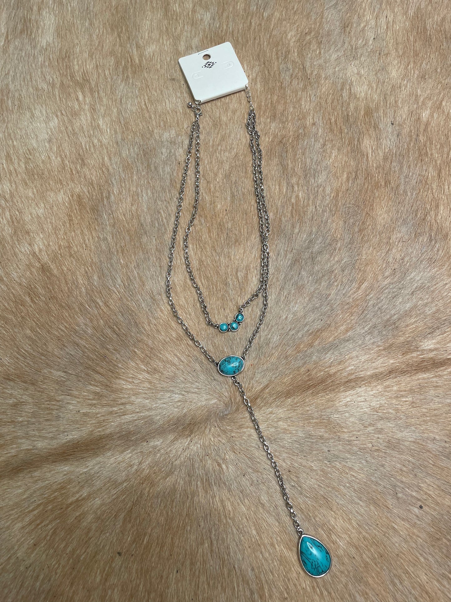 SILVER CHAIN TURQUOISE PENDANT NECKLACE