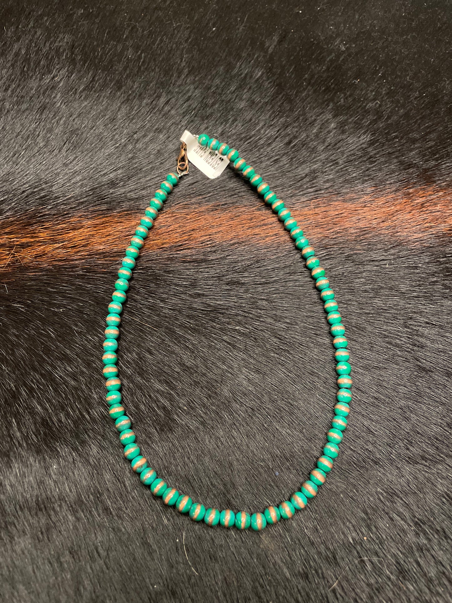 COPPER AND GREEN BEADED NECKLACE
