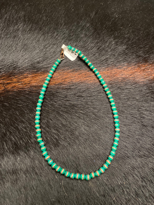 COPPER AND GREEN BEADED NECKLACE