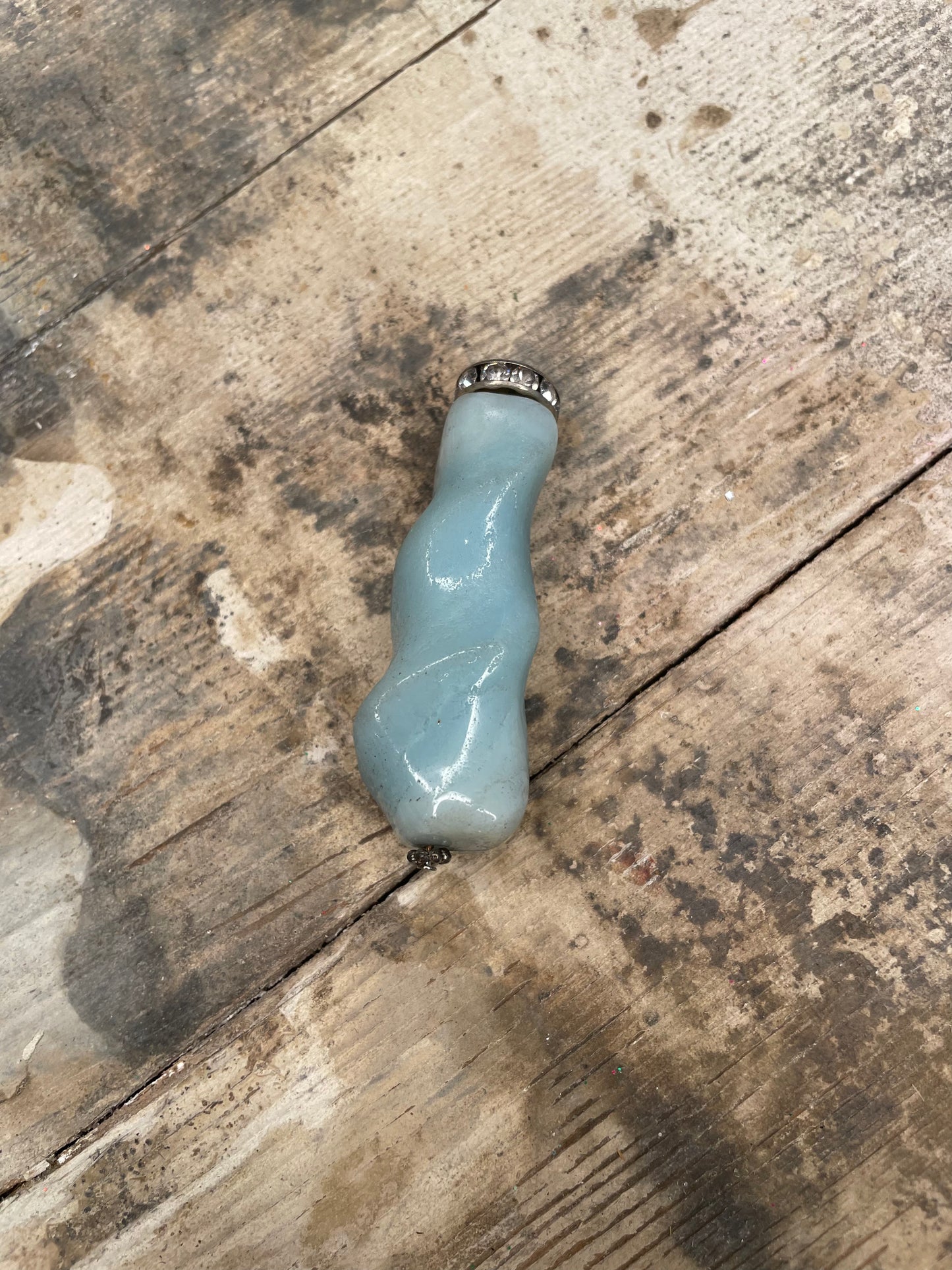 LIGHT BLUE MARBLED GEMSTONE NECKLACE CHARM
