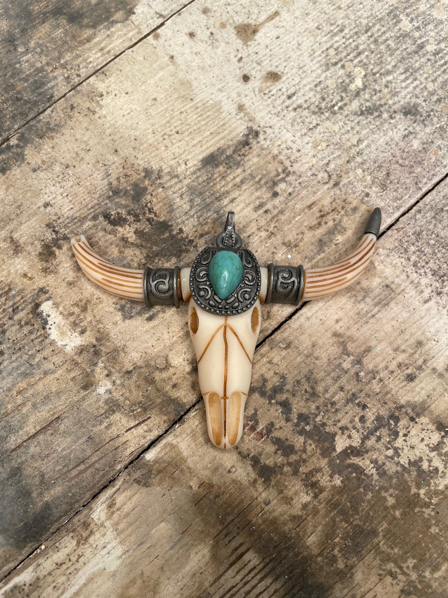 IVORY BULL SKULL NECKLACE CHARM