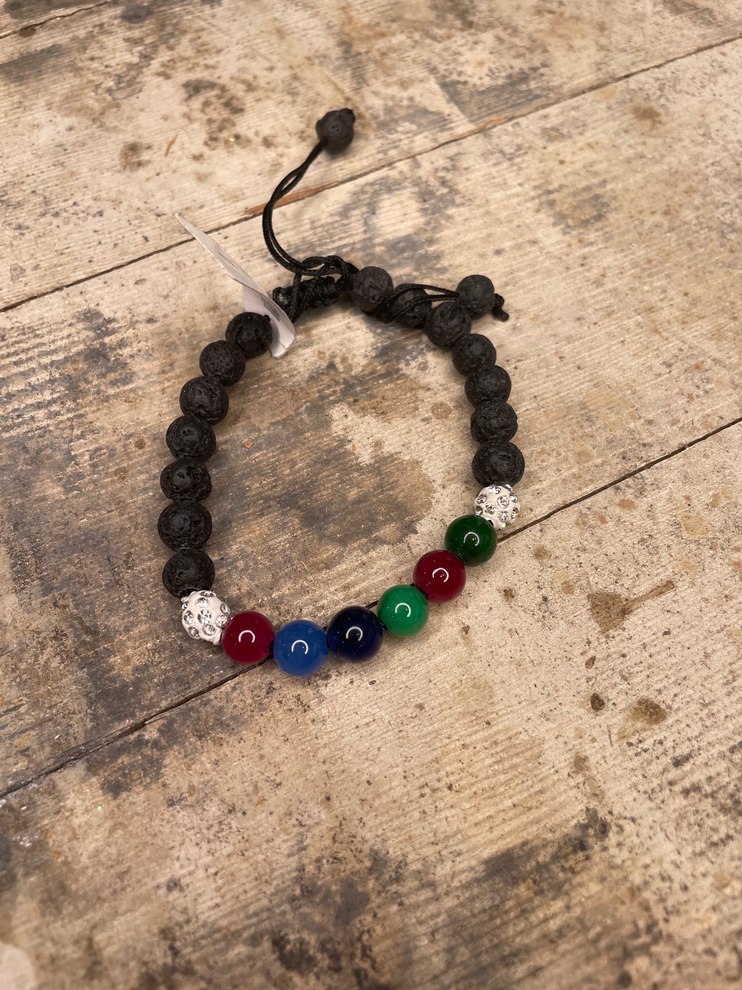 BLACK STRING COLORED BEADS BRACELET