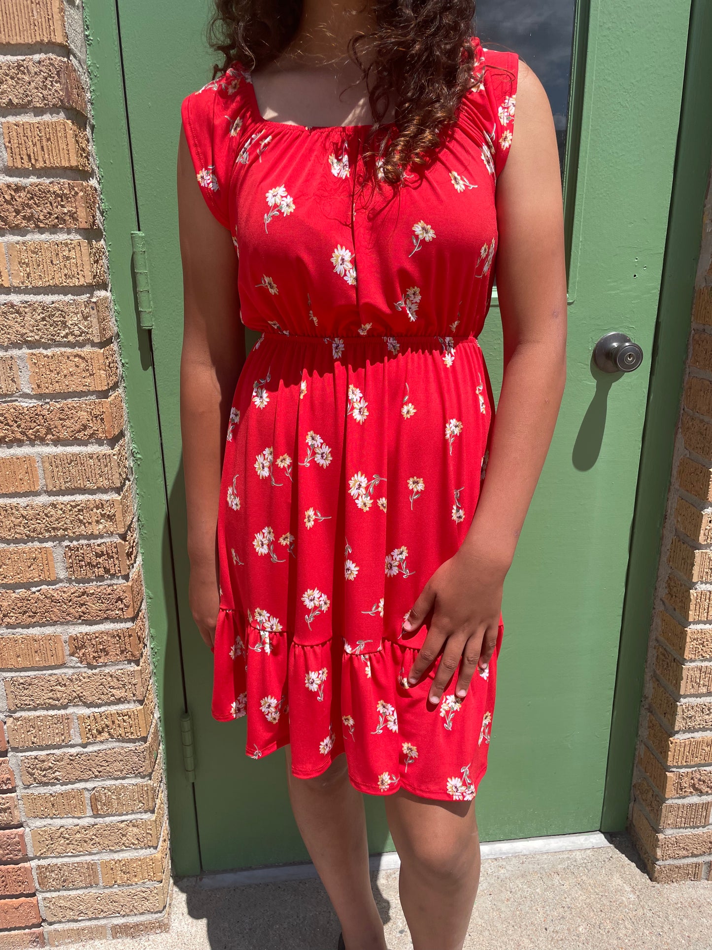 WOMENS RED FLORAL DRESS