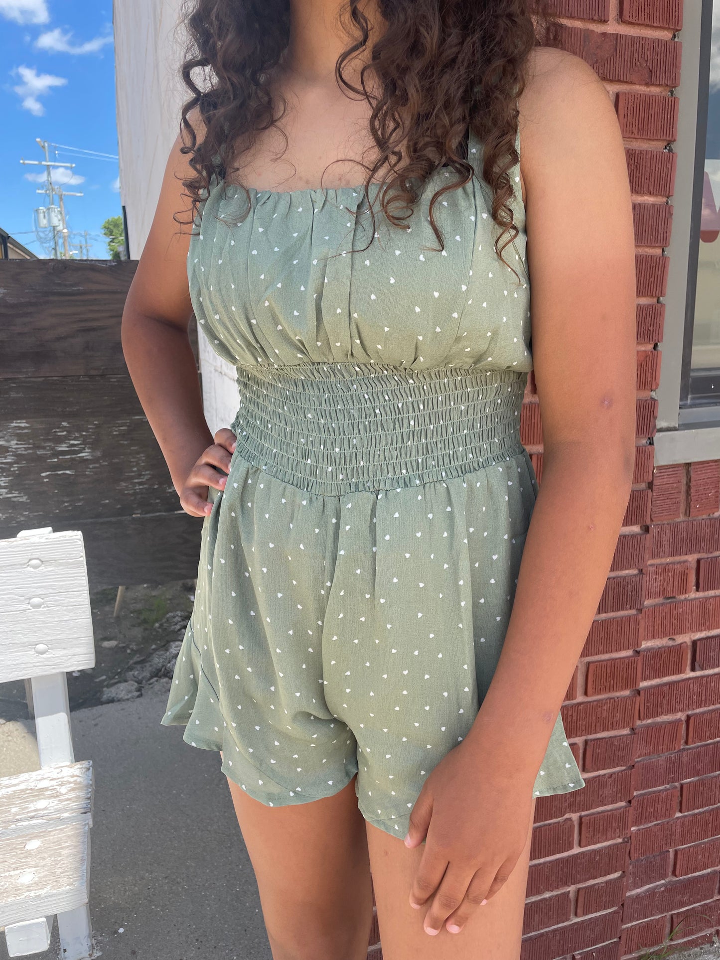 WOMENS SAGE GREEN ROMPER
