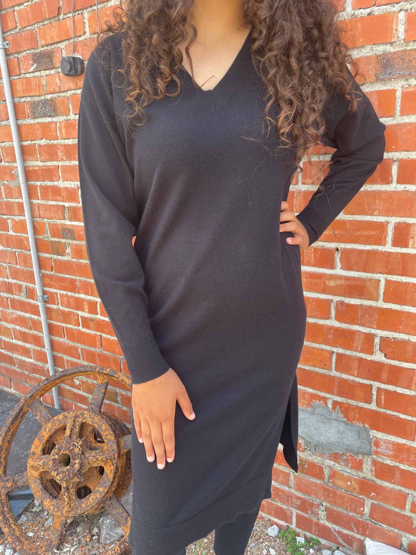 WOMENS BLACK SWEATER DRESS