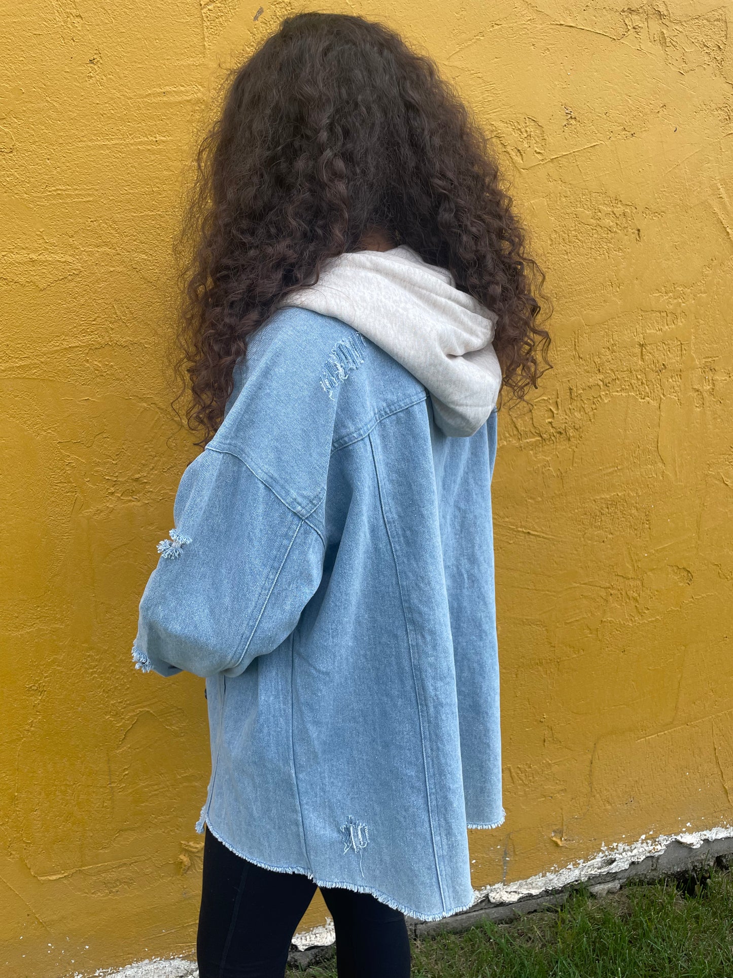 WOMENS LIGHT DENIM HOODED JACKET