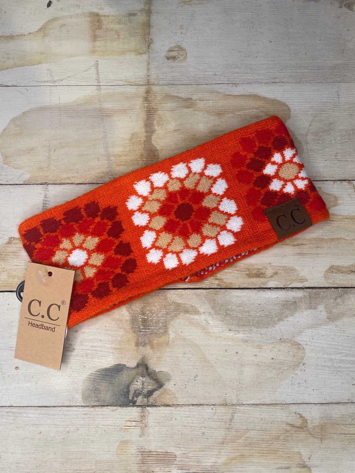 WOMENS ORANGE PRINT HEADBAND
