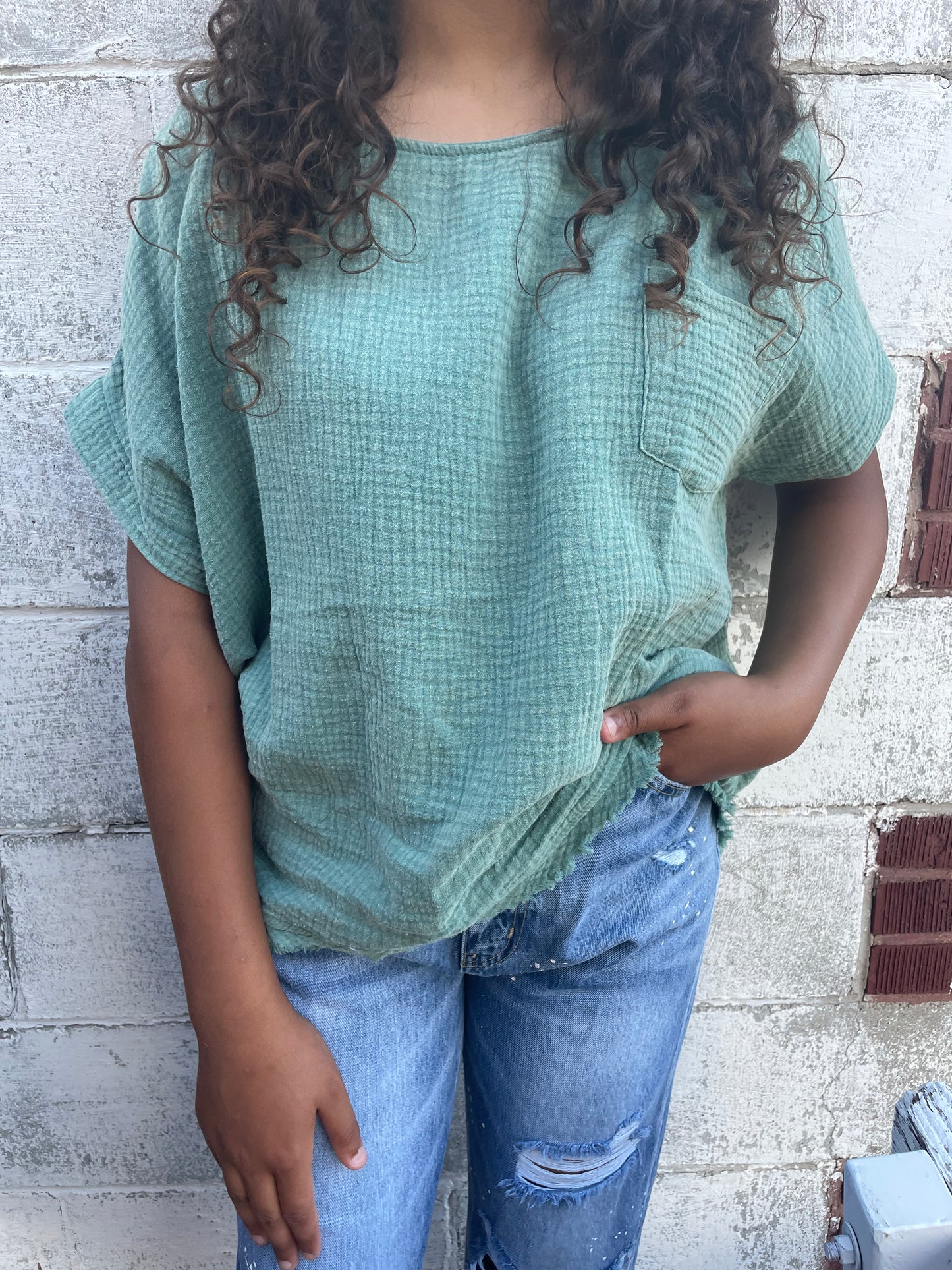 WOMENS SAGE GREEN CAP SLEEVE TOP
