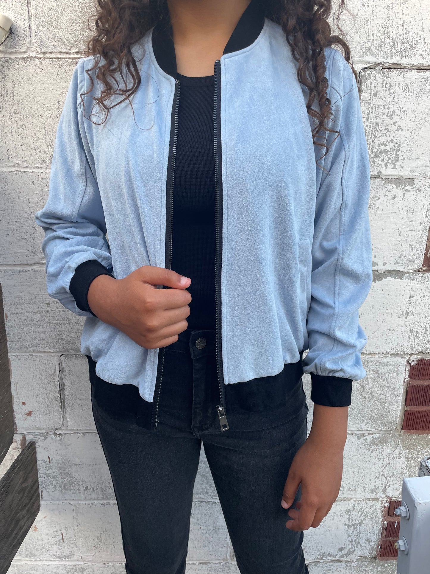 WOMENS LIGHT BLUE SUEDE JACKET