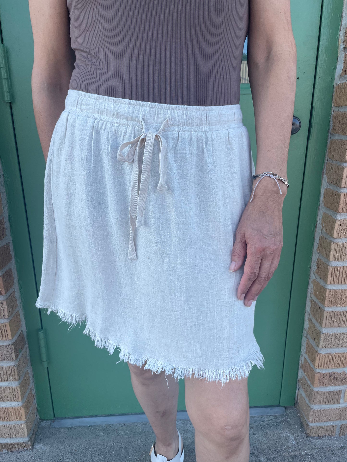 WOMENS NATURAL LINEN SKIRT
