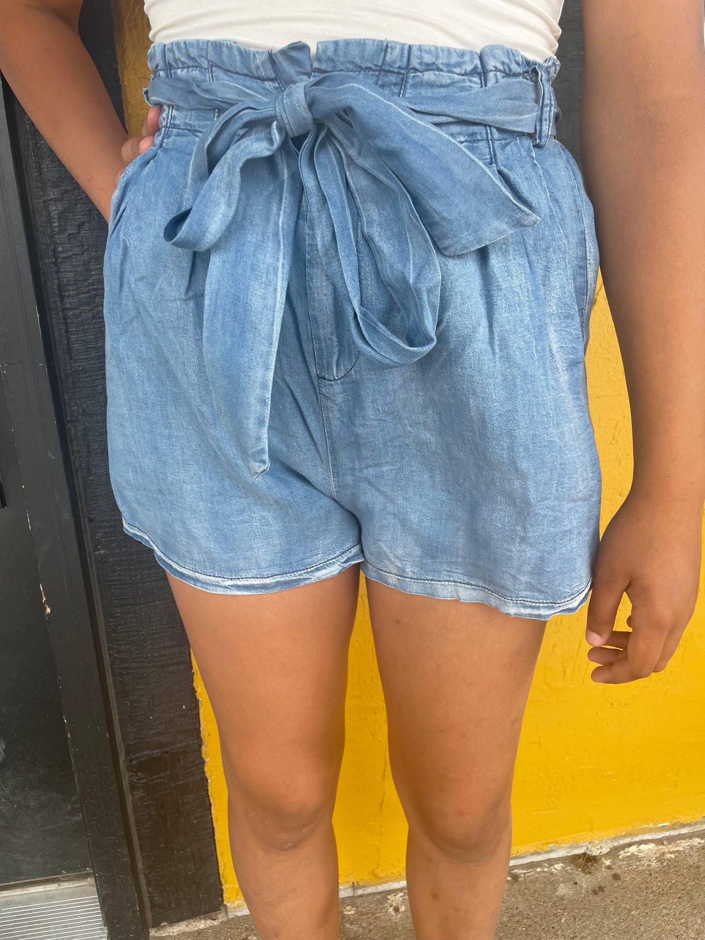 WOMENS BLUE WASHED SHORTS