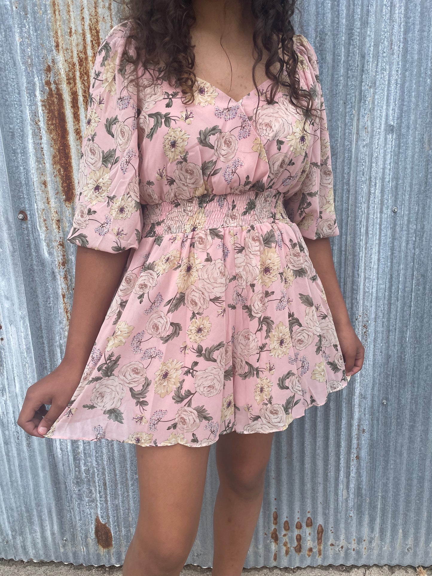WOMENS PINK FLORAL ROMPER