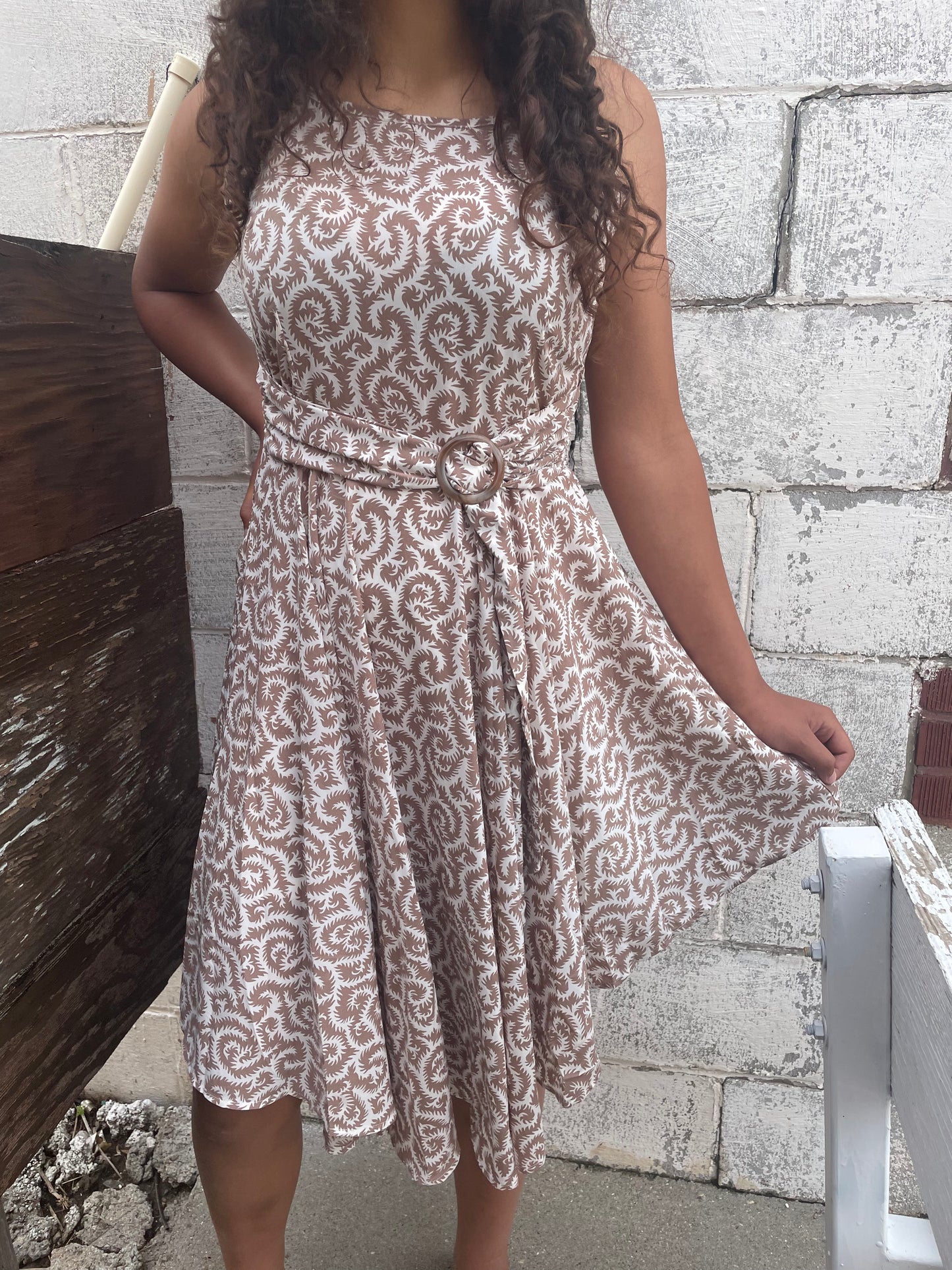 WOMENS LIGHT BROWN SPAGHETTI STRAP DRESS