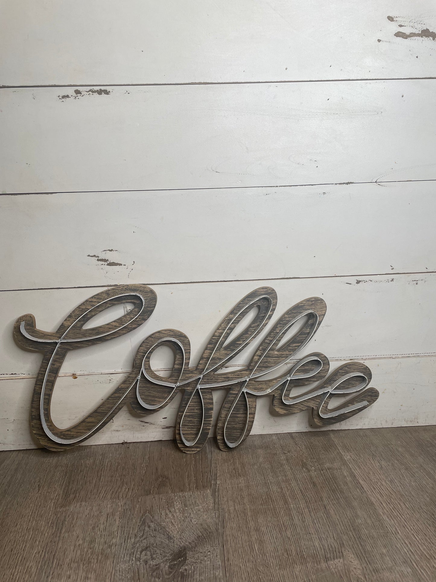 WOOD METAL COFFEE WALL HANGING