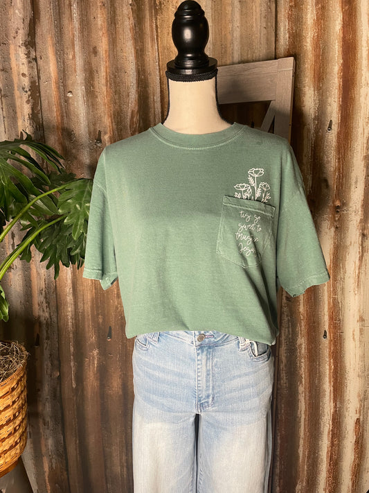SHORT SLEEVE GRAPHIC SAGE GREEN T-SHIRT