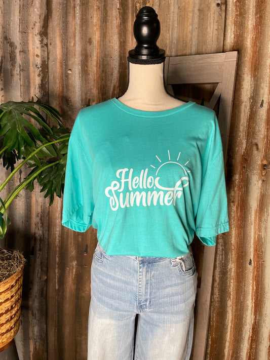 SHORT SLEEVE GRAPHIC BRUSHED AQUA T-SHIRT