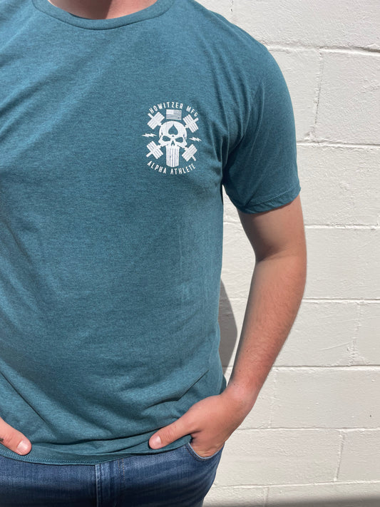 MEN'S TEAL HEATHER GRAPHIC SHORT SLEEVE T-SHIRT