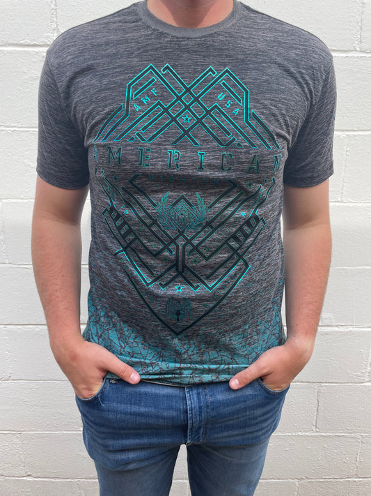 MEN'S AQUA GRAPHIC SHORT SLEEVE T-SHIRT