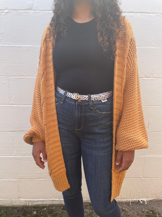 WOMENS LONG SLEEVE CARAMEL CARDIGAN SWEATER