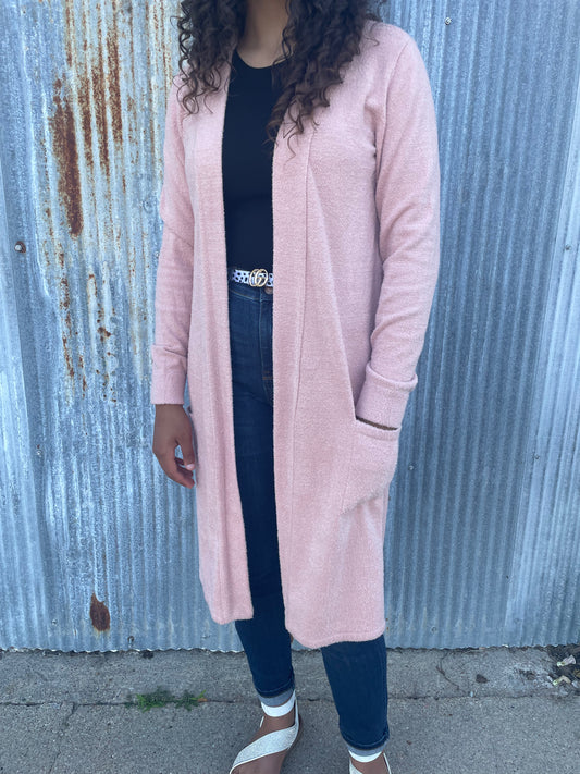 WOMENS LONG SLEEVE BLUSH CARDIGAN