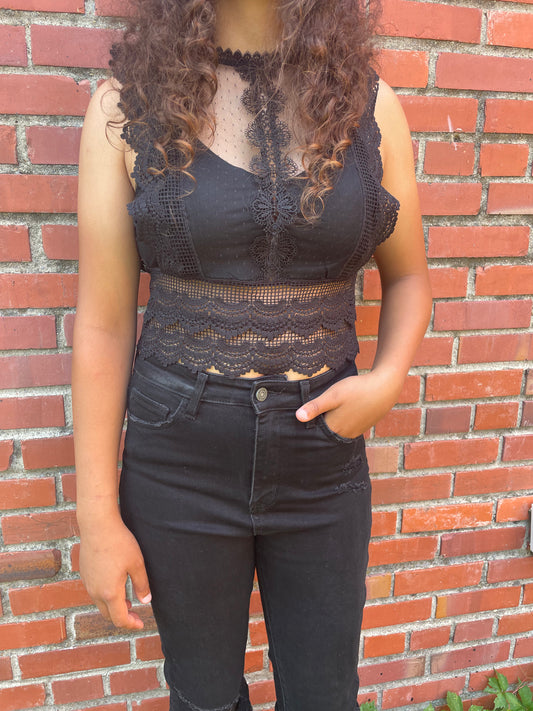 WOMENS BLACK LACE SLEEVELESS CAMISOLE