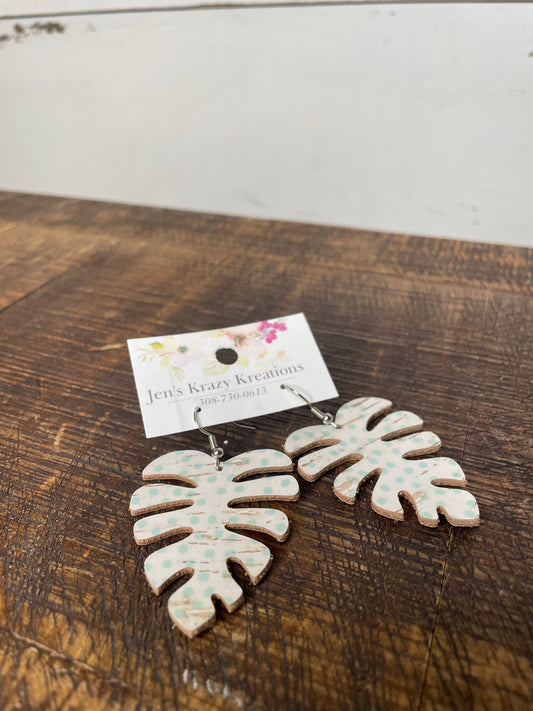 PALM LEAF FAUX LEATHER EARRING